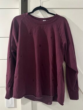 American Eagle Outfitters Star-Embroidered Crewneck Sweater - Plum